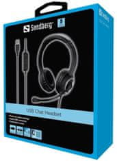 Sandberg PC Headset Slušalke za klepet USB z mikrofonom, črne