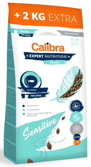 Calibra Expert Nutrition Sensitive hrana za odrasle pse, z lososom, 12 + 2 kg