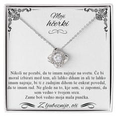 Lovilion Moji hčerki - Ogrlica s 14K belim zlatom s cirkoni, srebrna verižica z obeskom in posvetilom QUINN