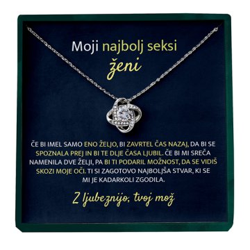 Lovilion Moji seksi ženi - Ogrlica s 14K belim zlatom s cirkoni, srebrna verižica z obeskom in posvetilom MORGAN