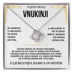 Lovilion Moji dragi vnukinji - Ogrlica s 14K belim zlatom s cirkoni, srebrna verižica z obeskom in posvetilom NASUS