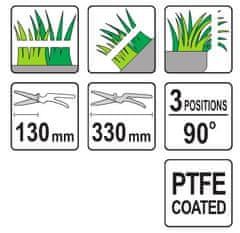 YATO Škarje za trato 330 mm 3-pozicijska rezila Teflon