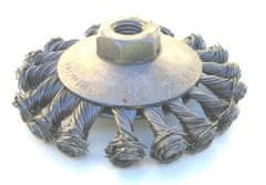 Kolesna kotna krtača s pleteno jekleno žico m-14, fi100mm