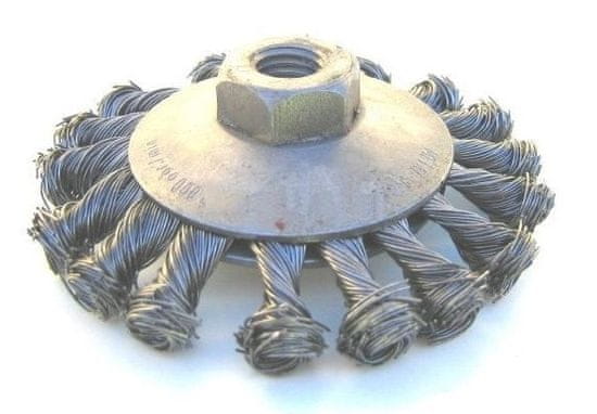 Kolesna kotna krtača s pleteno jekleno žico m-14, fi100mm