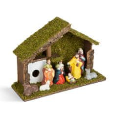 Family Christmas Jaslice lesne s keramičnimi figurami 30 x 10 x 20cm