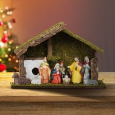 Family Christmas Jaslice lesne s keramičnimi figurami 30 x 10 x 20cm