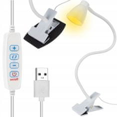 TIMMLUX USB LED namizna svetilka 5W 24LED 3 barve svetlobe s sponko bela
