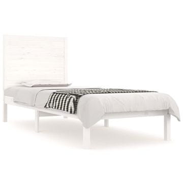 Vidaxl Posteljni okvir bel iz trdnega lesa 75x190 cm