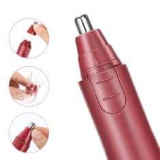 Liberex Elektronski trimer za dlake v nosu in ušesih Liberex (rdeč)