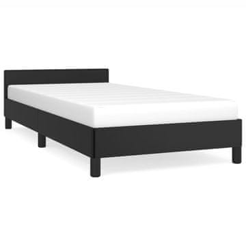Vidaxl Posteljni okvir z vzglavjem brez vzmetnice črn 90x190 cm