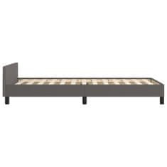 Vidaxl Posteljni okvir z vzglavjem brez vzmetnice siv 90x190 cm