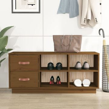 Vidaxl vidaXL Omarica za čevlje medeno rjave barve 100x34x45 cm masivni borov les