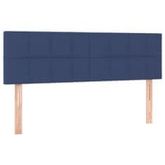 Vidaxl Box spring postelja z vzmetnico modra 140x200 cm blago