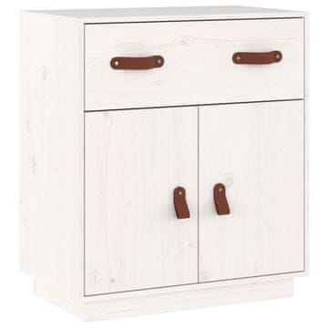 Vidaxl Komoda bela 65,5x40x75 cm trdna borovina