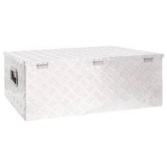 Vidaxl Škatla za shranjevanje srebrna 100x55x37 cm aluminij