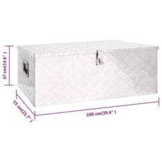 Vidaxl Škatla za shranjevanje srebrna 100x55x37 cm aluminij