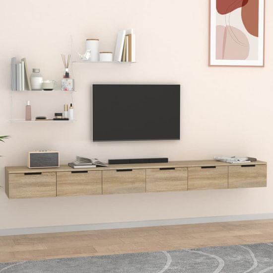 Vidaxl Stenska omarica 2 kosa sonoma hrast 102x30x20 cm inženirski les