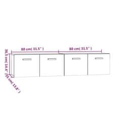 Vidaxl Stenska omarica 2 kosa betonsko siva 80x35x36,5 cm inž. les