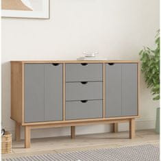 Vidaxl Komoda OTTA rjava in siva 113,5x43x73 cm trdna borovina