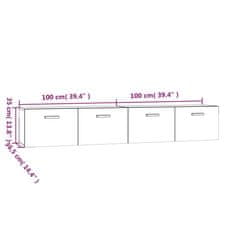 Vidaxl Stenska omarica 2 kosa visok sijaj bela 100x36,5x35 cm inž. les