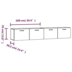 Vidaxl Stenska omarica 2 kosa črn 100x36,5x35 cm inženirski les