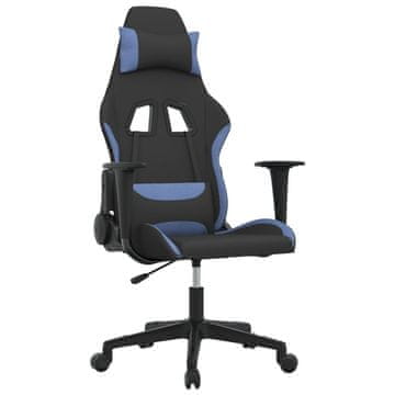 Vidaxl Vrtljiv gaming stol črno in modro blago