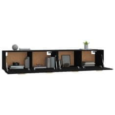 Vidaxl Stenska omarica 2 kosa črn 100x36,5x35 cm inženirski les