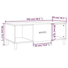 Vidaxl Klubska mizica siva sonoma 102x50x40 cm inženirski les