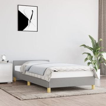 shumee vidaXL Posteljni okvir brez vzmetnice, svetlo siv, 90x190 cm, oblazinjen s tkanino