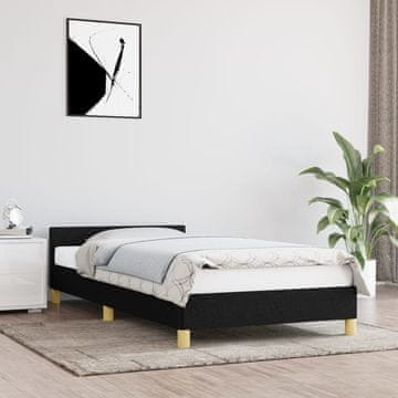 shumee vidaXL Posteljni okvir brez vzmetnice, črne barve, 100x200 cm, oblazinjen s tkanino