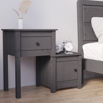 Vidaxl vidaXL Nočna omarica siva 79,5x38x65,5 cm masivni borov les