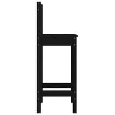 Vidaxl Barski stol 2 kosa črne barve 40x41,5x112 cm trdna borovina