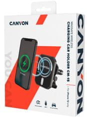 Canyon MagSafe CM-15 avtomobilski nosilec za telefon iPhone12/13, magnetni, brezžično polnjenje 15 W, USB-C