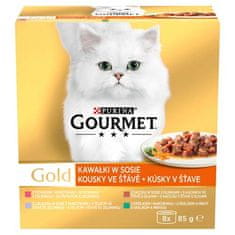 Gourmet GOLD 8x85g koščki v soku z zelenjavo