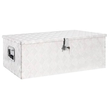 Vidaxl Škatla za shranjevanje srebrna 90x47x33,5 cm aluminij