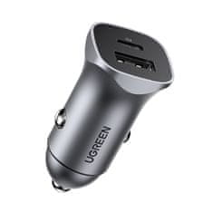 Ugreen Avtomobilski polnilnik USB-C USB 24 W Power Delivery Quick Charge siv