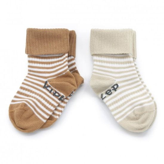 KipKep Otroške nogavice Stay-on-Socks 0-6m 2 para Camel &amp; Sand