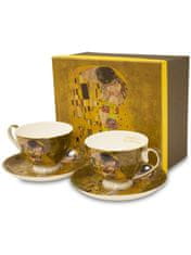 ZAKLADNICA DOBRIH I. Komplet za kavo iz porcelana z dekorjem Klimt Poljub