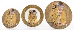 ZAKLADNICA DOBRIH I. 18 delni komplet krožnikov iz porcelana z dekorjem Gustava Klimta in motivom Poljub