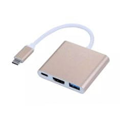 Northix Adapter USB tip C do HDMI / USB 3.0 - zlata 