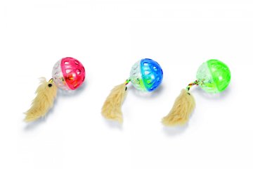 Beeztees Žogica za mačke s plišasto miško 7cm