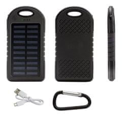 aptel Solarni 2x USB powerbank 5000mAh 1x microUSB + LED svetilka