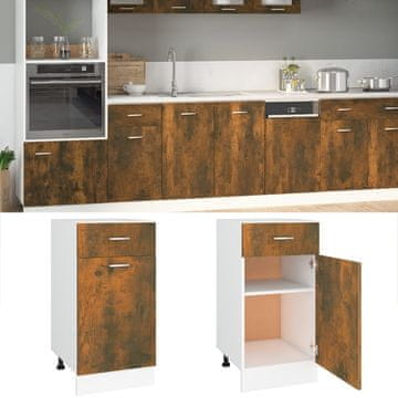 Vidaxl vidaXL Spodnja omarica s predalom dimljen hrast 40x46x81,5 cm