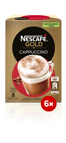 NESCAFÉ Cappuccino, manj sladkan okus, 6 x 125 g