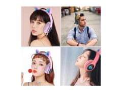Alum online Brezžične slušalke z mačjimi ušesi - K6133, roza