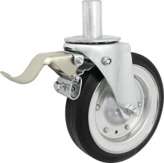Greatstore Kovinsko-gumijasto kolo 200mm ohišje s steblom + zavora 66h