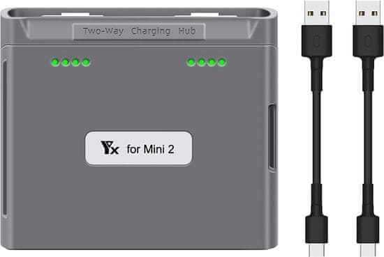 YUNIQUE GREEN-CLEAN Polnilec združljiv z DJI Mini 2/Mini SE droni, dvosmerno polnilno vozlišče Drone baterije USB Polnilnik Dodatki (Siva)