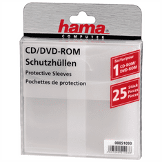 Hama zaščitni ovitek za CD/DVD, 25 kosov/paket, prozoren