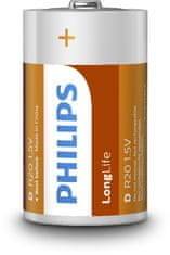 Philips Baterija R20L2B/10 LongLife D 2pcs