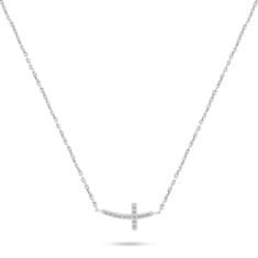Brilio Silver Srebrna ogrlica Križ s cirkoni NCL57W